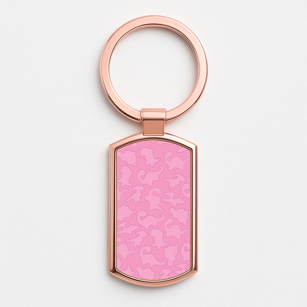Pink Pattern - Dinosaurs Rose Gold Keyring