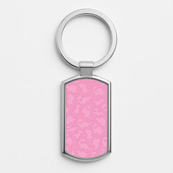 Pink Pattern - Dinosaurs Silver Keyring