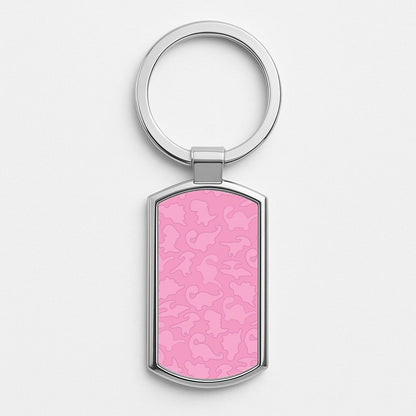 Pink Pattern - Dinosaurs Silver Keyring