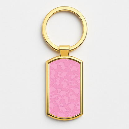 Pink Pattern - Dinosaurs Gold Keyring