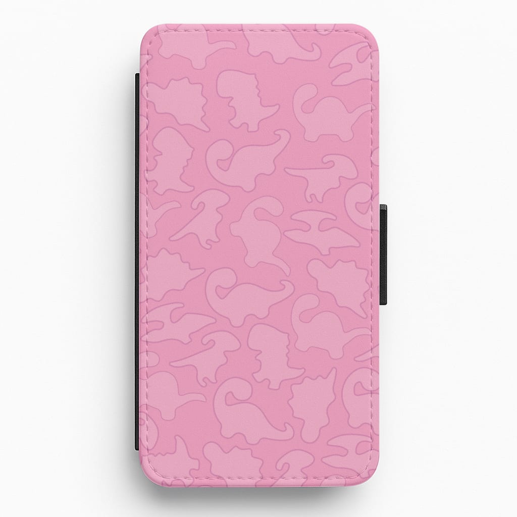 Pink Pattern - Dinosaurs Flip / Wallet Phone Case