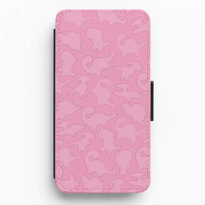 Pink Pattern - Dinosaurs Flip / Wallet Phone Case