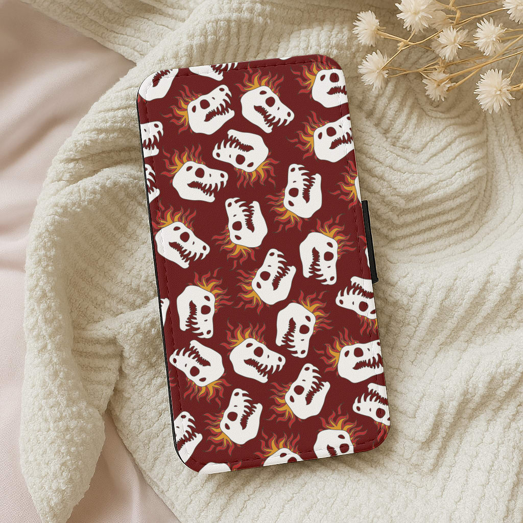 Bone Pattern - Dinosaurs Wallet Phone Case