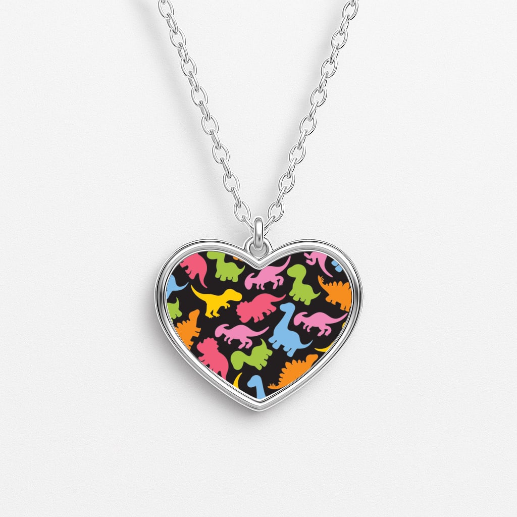 Dinosaurs Collage - Dinosaurs Heart Necklace