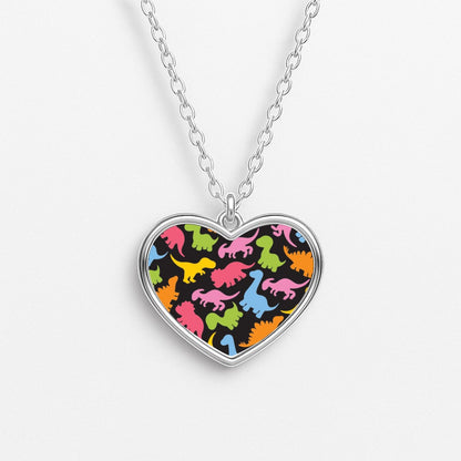 Dinosaurs Collage - Dinosaurs Heart Necklace
