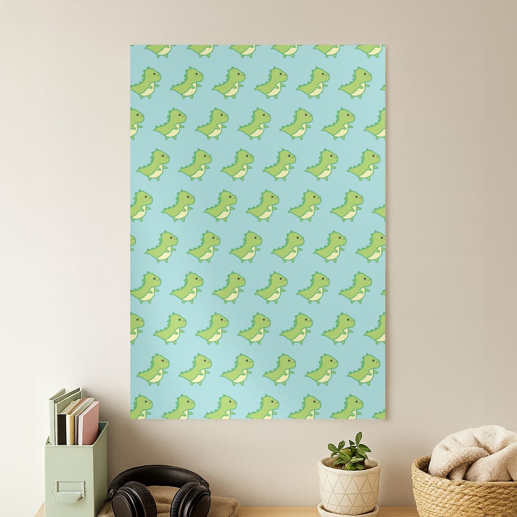 Green Dinosaurs Pattern - Dinosaurs Poster