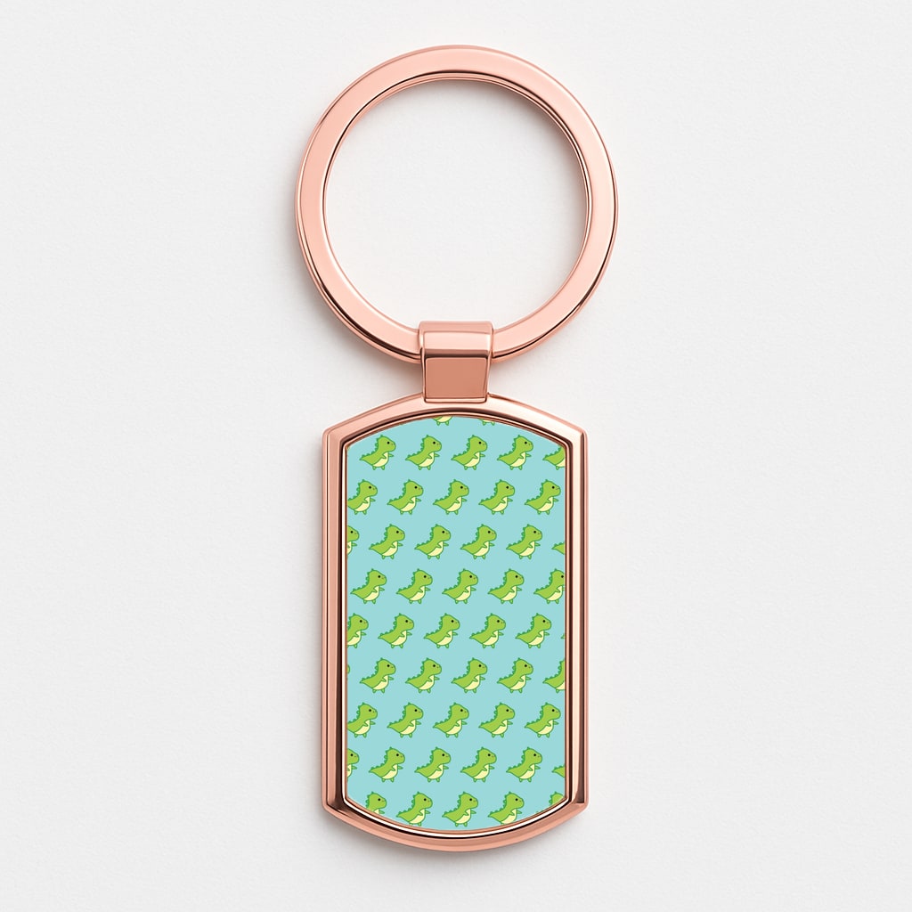 Green Dinosaurs Pattern - Dinosaurs Rose Gold Keyring