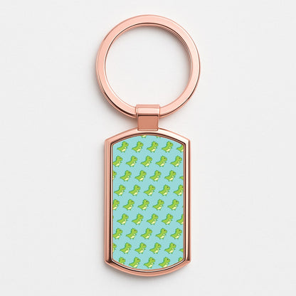Green Dinosaurs Pattern - Dinosaurs Rose Gold Keyring
