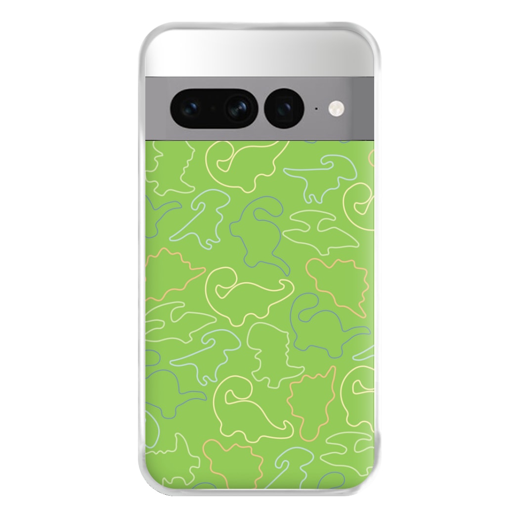 Outline Pattern - Dinosaurs Phone Case for Google Pixel 7 Pro