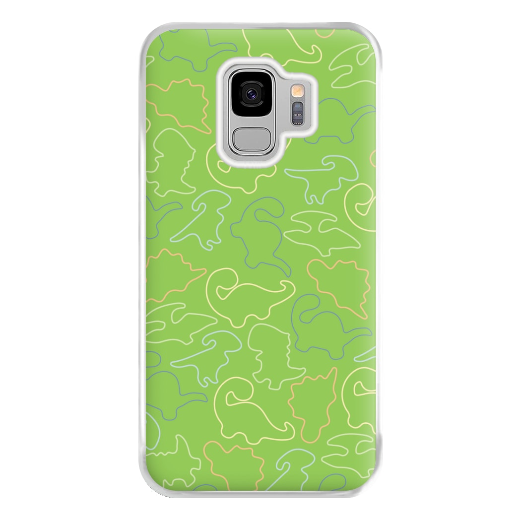 Outline Pattern - Dinosaurs Phone Case for Galaxy S9 Plus