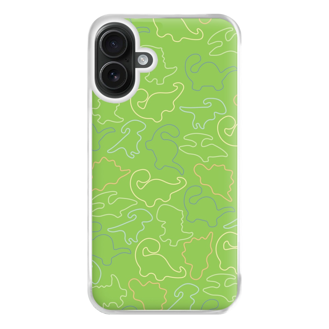 Outline Pattern - Dinosaurs Phone Case for iPhone 16 Plus