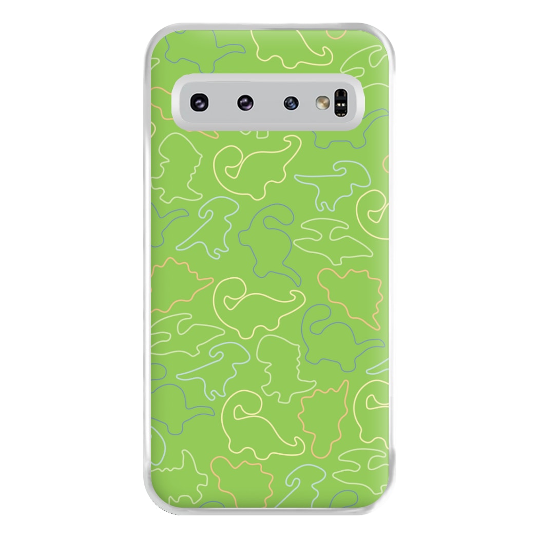 Outline Pattern - Dinosaurs Phone Case for Galaxy S10 Plus