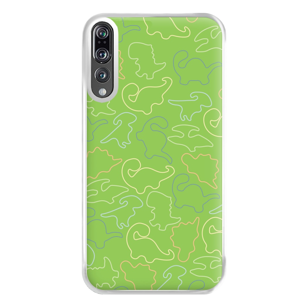 Outline Pattern - Dinosaurs Phone Case for Huawei P20 Pro