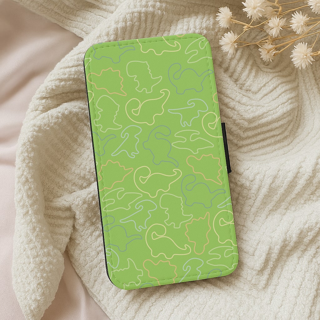 Outline Pattern - Dinosaurs Wallet Phone Case