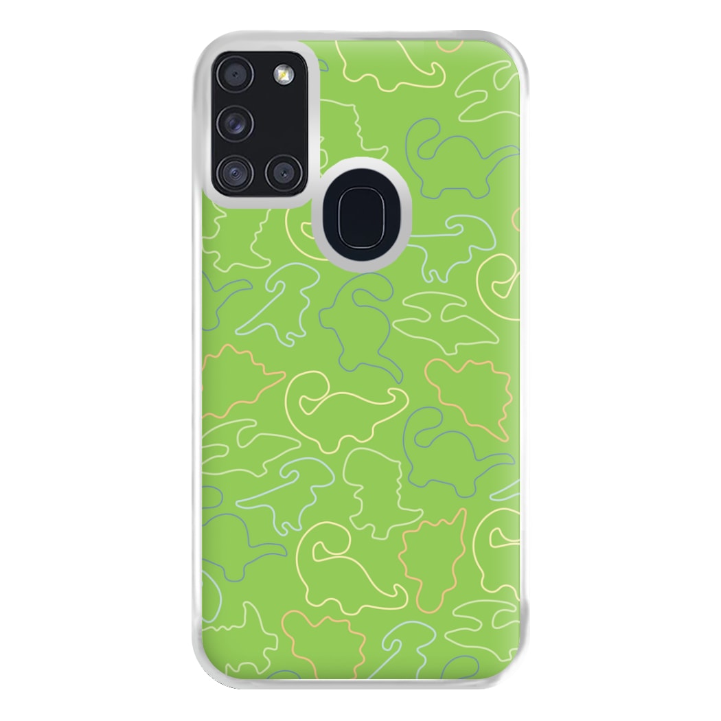 Outline Pattern - Dinosaurs Phone Case for Galaxy A21s