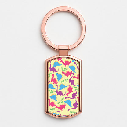 The Wild One - Dinosaurs Rose Gold Keyring
