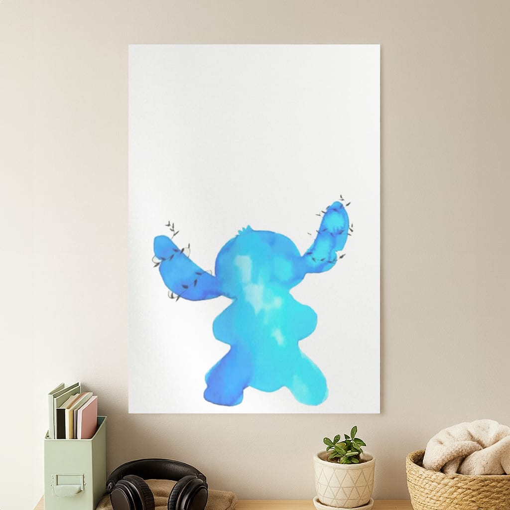 Watercolour Blue Alien Disney Poster