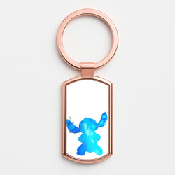 Watercolour Blue Alien Disney Rose Gold Keyring