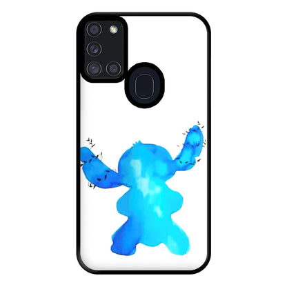 Watercolour Blue Alien Disney Phone Case for Galaxy A21s