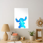 Watercolour Blue Alien Disney Poster 2