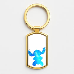 Watercolour Blue Alien Disney Gold Keyring