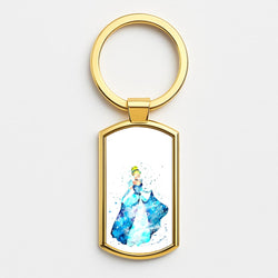 Watercolour Cinderella Fairytale Gold Keyring