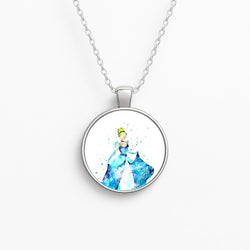Watercolour Cinderella Fairytale Circle Necklace