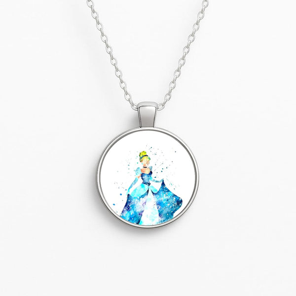 Watercolour Cinderella Fairytale Circle Necklace