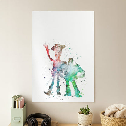 Watercolour Woody & Buzz A Story of Toys Fairytale Poster