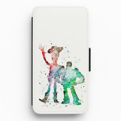 Watercolour Woody & Buzz A Story of Toys Fairytale Flip / Wallet Phone Case