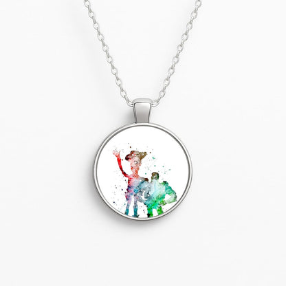 Watercolour Woody & Buzz A Story of Toys Fairytale Circle Necklace
