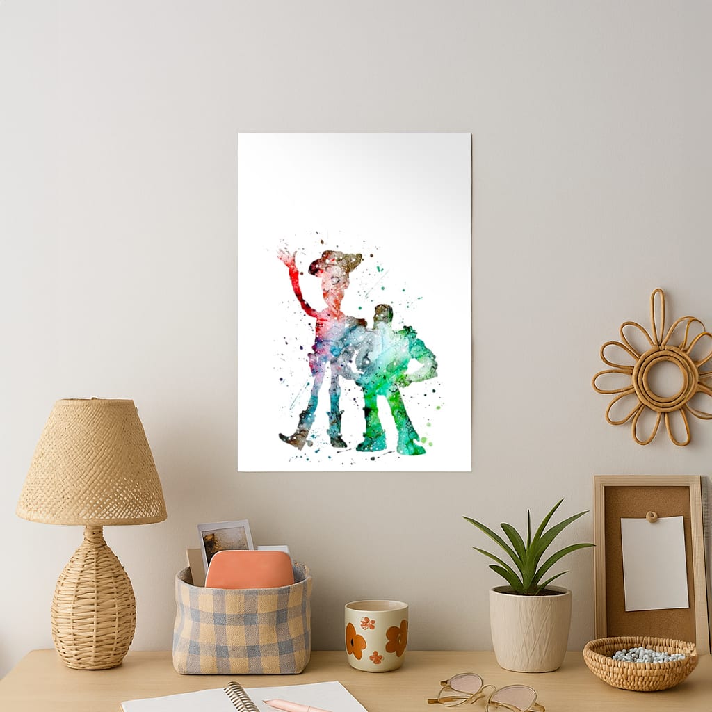 Watercolour Woody & Buzz A Story of Toys Fairytale Art Print