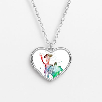 Watercolour Woody & Buzz A Story of Toys Fairytale Heart Necklace