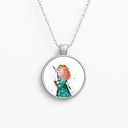 Watercolour Princess Merida Brave Fairytale Circle Necklace