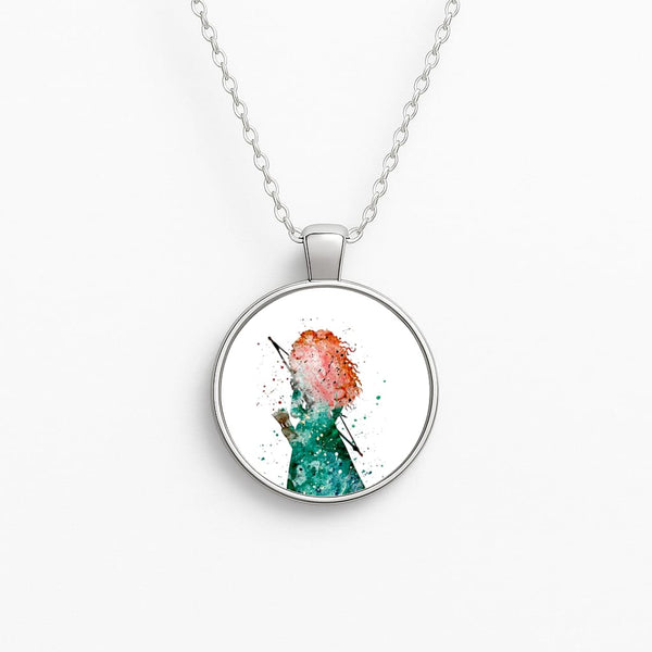 Watercolour Princess Merida Brave Fairytale Circle Necklace