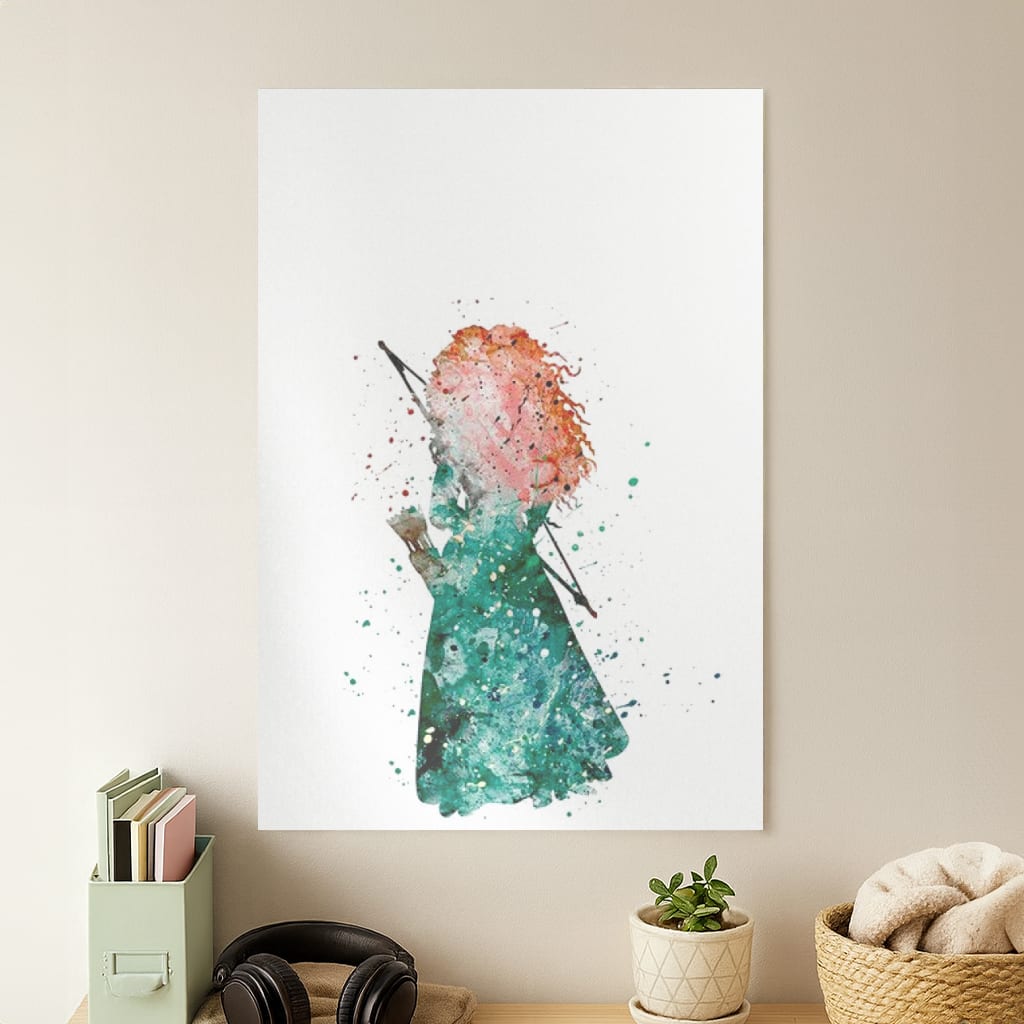 Watercolour Princess Merida Brave Fairytale Poster