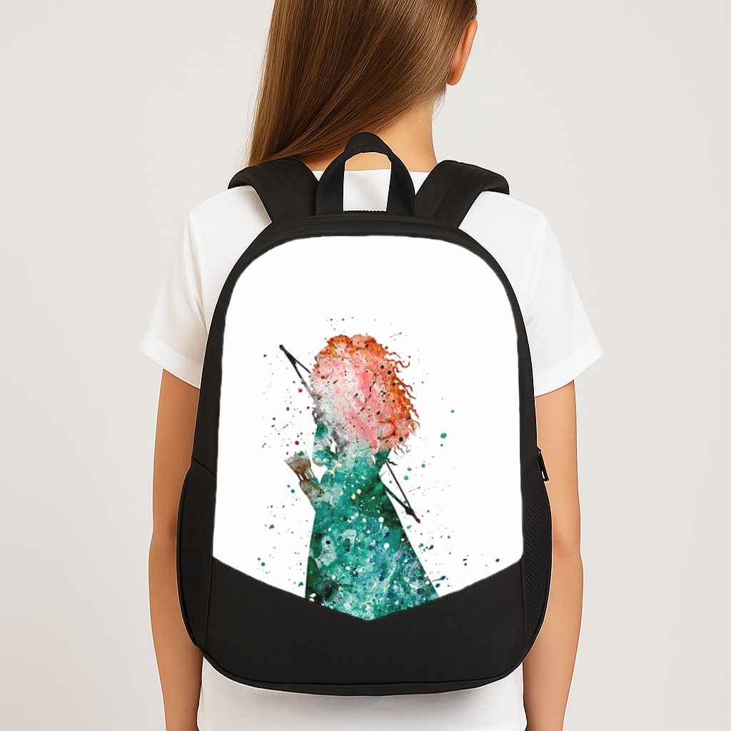 Watercolour Princess Merida Brave Fairytale Large School Bag