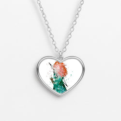 Watercolour Princess Merida Brave Fairytale Heart Necklace