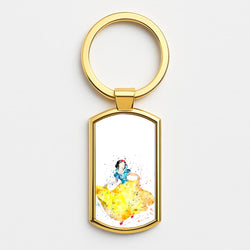 Watercolour Snow White Fairytale Gold Keyring