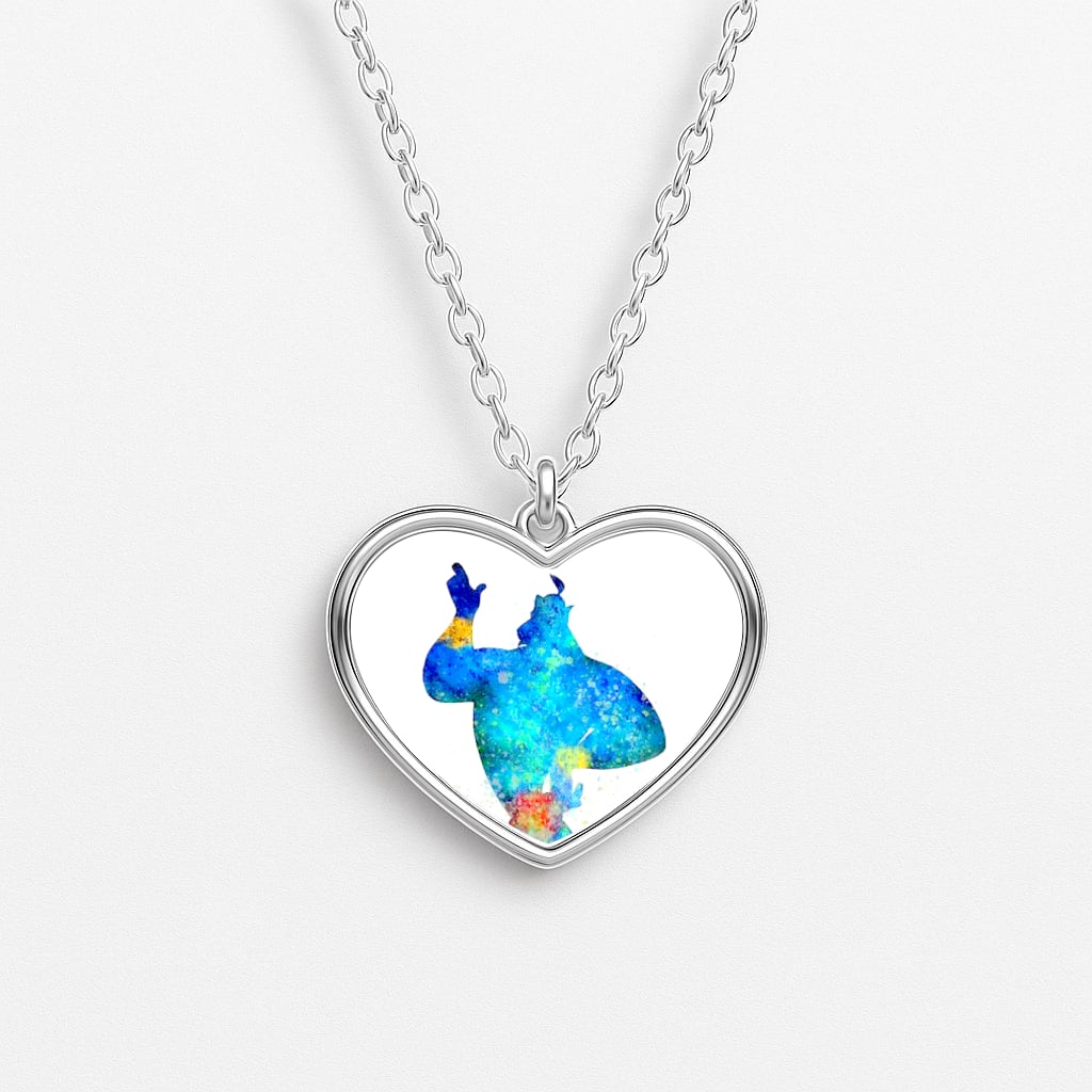 Watercolour Aladdin Fairytale Heart Necklace