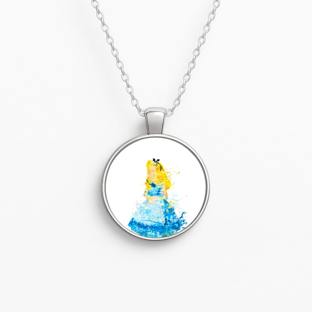 Watercolour Alice in Wonderland Fairytale Circle Necklace