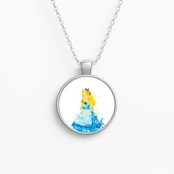 Watercolour Alice in Wonderland Fairytale Circle Necklace