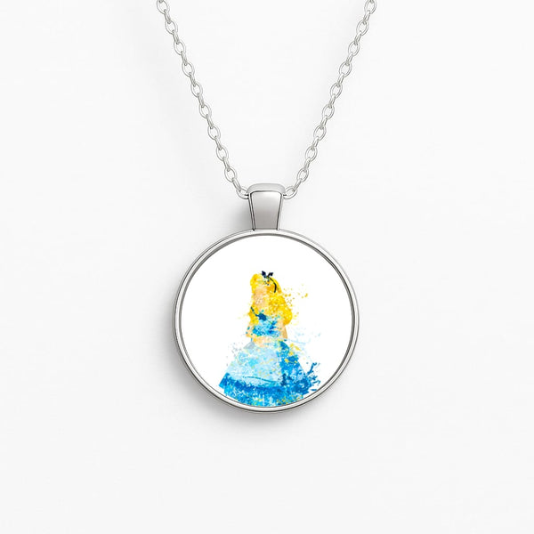 Watercolour Alice in Wonderland Fairytale Circle Necklace
