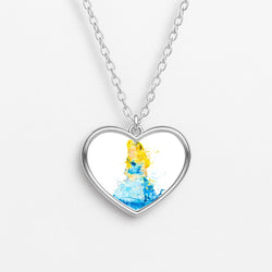 Watercolour Alice in Wonderland Fairytale Heart Necklace