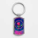 Glass Rose - Beauty Silver Keyring