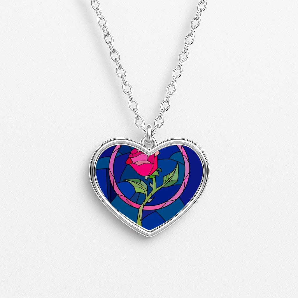 Glass Rose - Beauty Heart Necklace