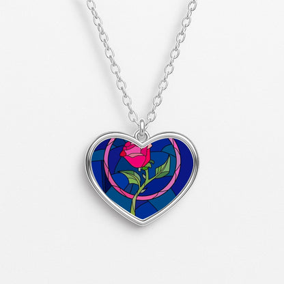 Glass Rose - Beauty Heart Necklace