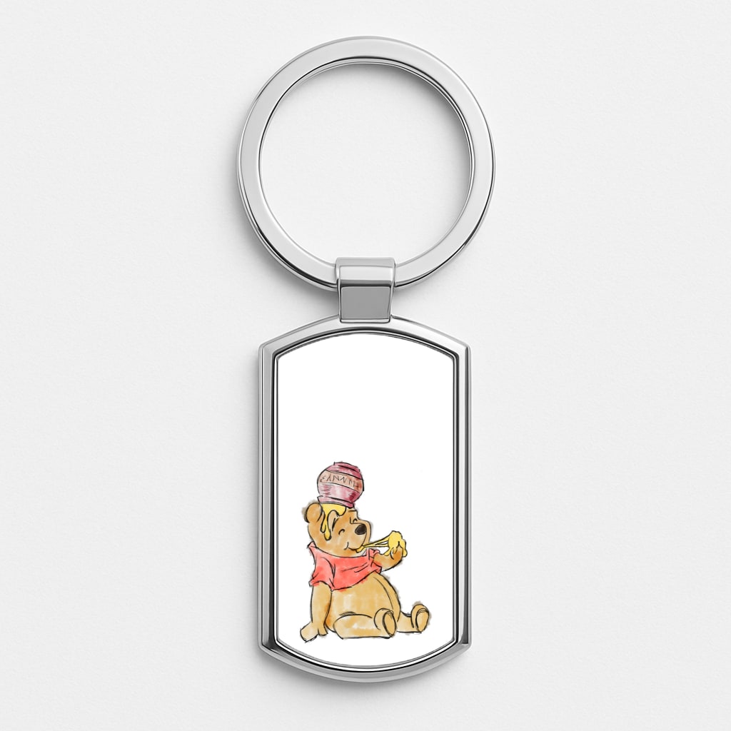 Winnie Sketch Silver Keyring