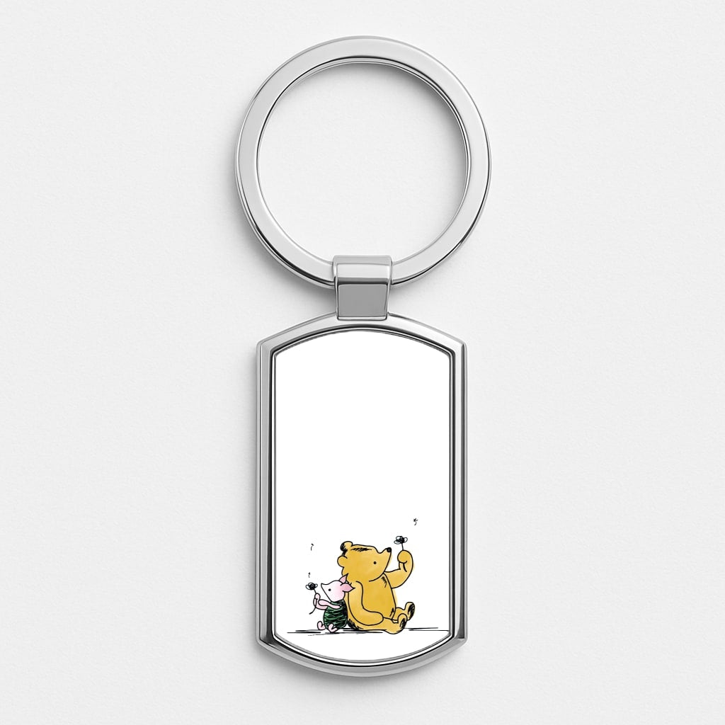 Winnie & Pig Silver Keyring