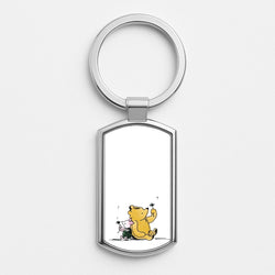 Winnie & Pig Silver Keyring